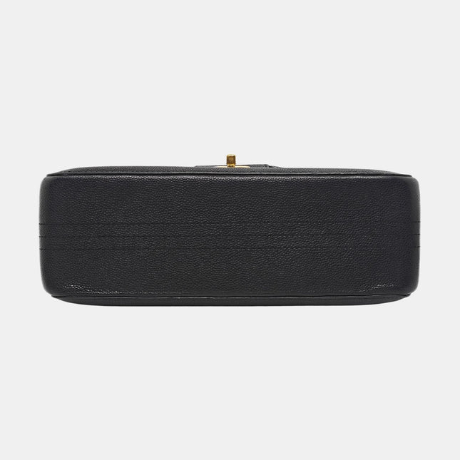 Chanel Classic Flap Jumbo Black Caviar Leather Double Flap with Gold Hardware 2017