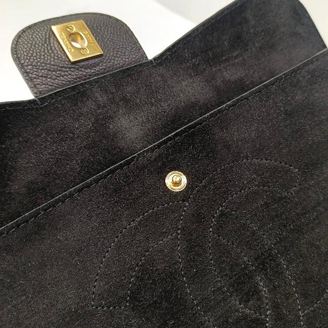 Chanel Classic Flap Jumbo Black Caviar Leather Double Flap with Gold Hardware 2017