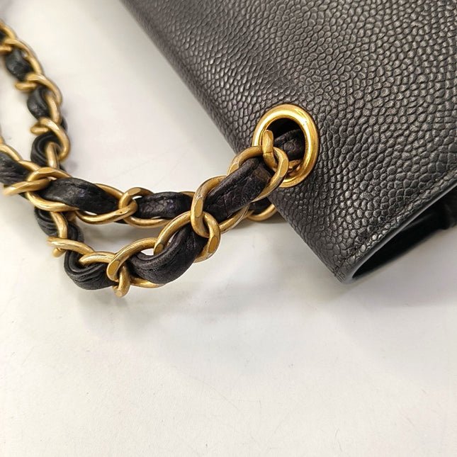Chanel Classic Flap Jumbo Black Caviar Leather Double Flap with Gold Hardware 2017