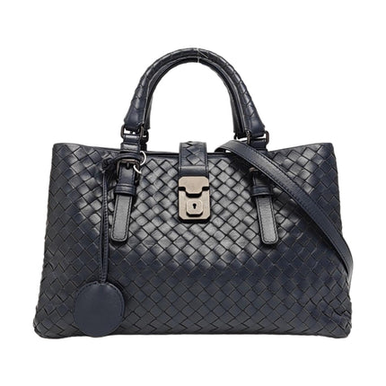 Bottega Veneta Roma Handbag Intrecciato Nappa Leather Navy Small 30cm-Luxbags