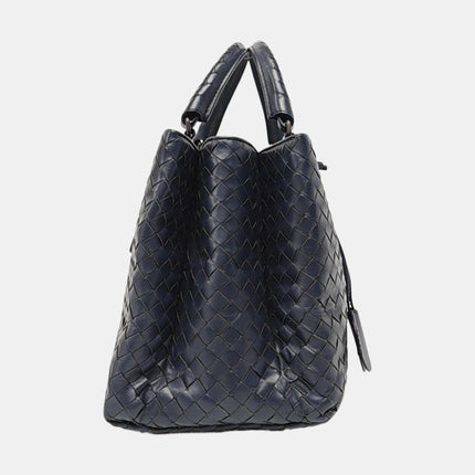 Bottega Veneta Roma Handbag Intrecciato Nappa Leather Navy Small 30cm