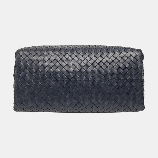 Bottega Veneta Roma Handbag Intrecciato Nappa Leather Navy Small 30cm