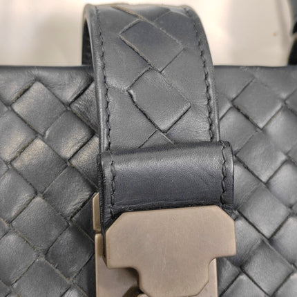 Bottega Veneta Roma Handbag Intrecciato Nappa Leather Navy Small 30cm