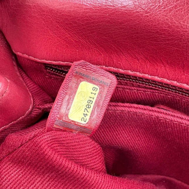 Chanel Coco Handle Small Red Lambskin Leather Chevron Stitching Gold Hardware, 2017-18