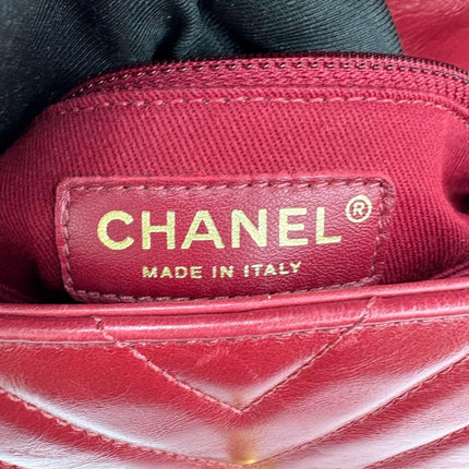 Chanel Coco Handle Small Red Lambskin Leather Chevron Stitching Gold Hardware, 2017-18