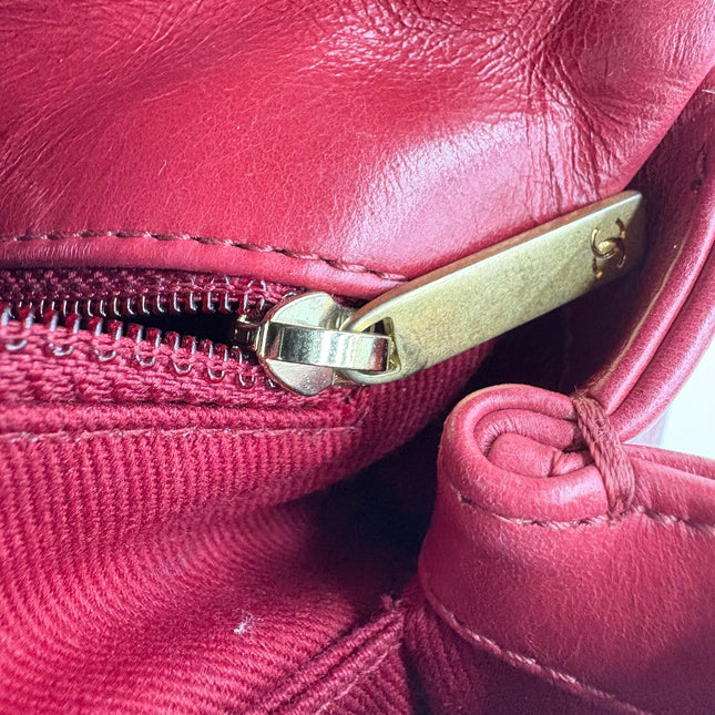 Chanel Coco Handle Small Red Lambskin Leather Chevron Stitching Gold Hardware, 2017-18