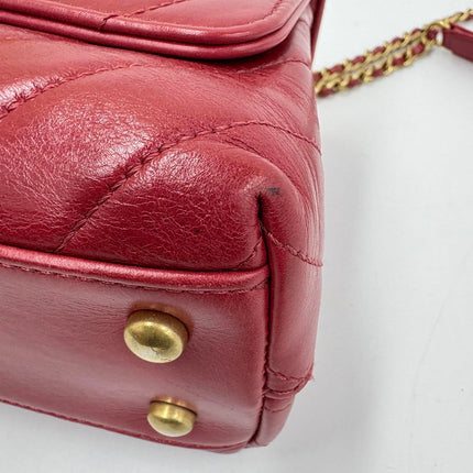 Chanel Coco Handle Small Red Lambskin Leather Chevron Stitching Gold Hardware, 2017-18