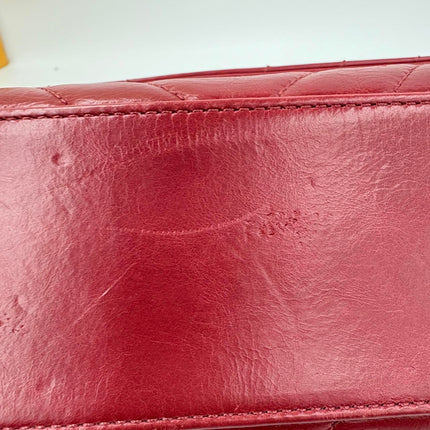 Chanel Coco Handle Small Red Lambskin Leather Chevron Stitching Gold Hardware, 2017-18