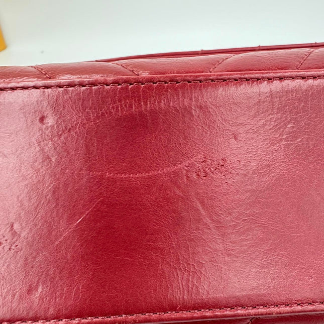 Chanel Coco Handle Small Red Lambskin Leather Chevron Stitching Gold Hardware, 2017-18