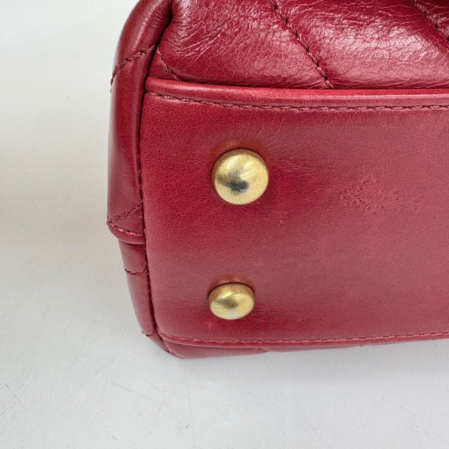 Chanel Coco Handle Small Red Lambskin Leather Chevron Stitching Gold Hardware, 2017-18