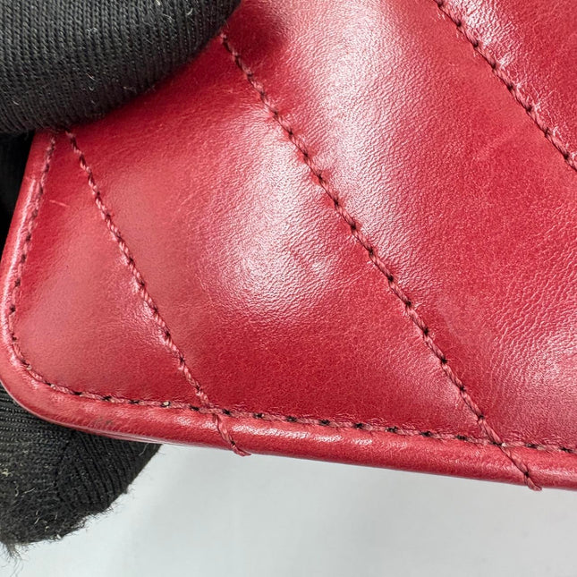 Chanel Coco Handle Small Red Lambskin Leather Chevron Stitching Gold Hardware, 2017-18