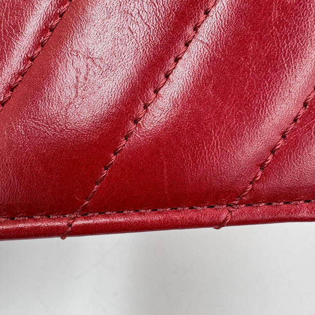 Chanel Coco Handle Small Red Lambskin Leather Chevron Stitching Gold Hardware, 2017-18