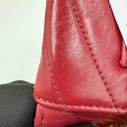 Chanel Coco Handle Small Red Lambskin Leather Chevron Stitching Gold Hardware, 2017-18