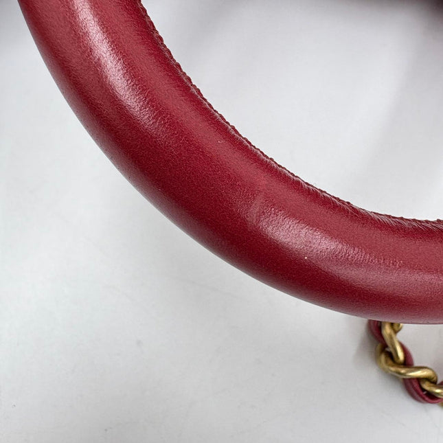 Chanel Coco Handle Small Red Lambskin Leather Chevron Stitching Gold Hardware, 2017-18