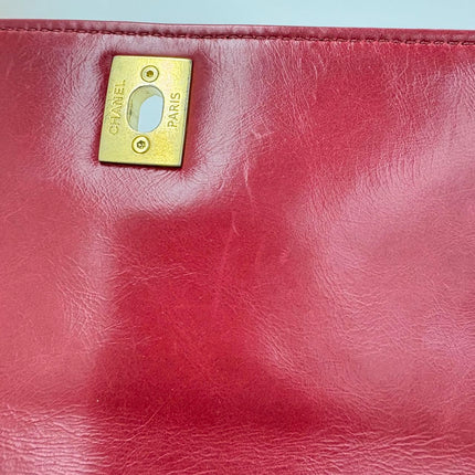 Chanel Coco Handle Small Red Lambskin Leather Chevron Stitching Gold Hardware, 2017-18