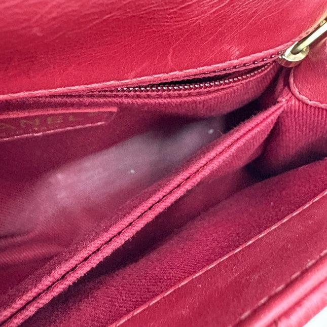 Chanel Coco Handle Small Red Lambskin Leather Chevron Stitching Gold Hardware, 2017-18