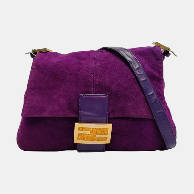 Fendi Mamma Baguette Purple Suede Leather