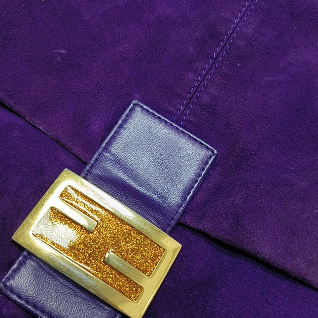 Fendi Mamma Baguette Purple Suede Leather