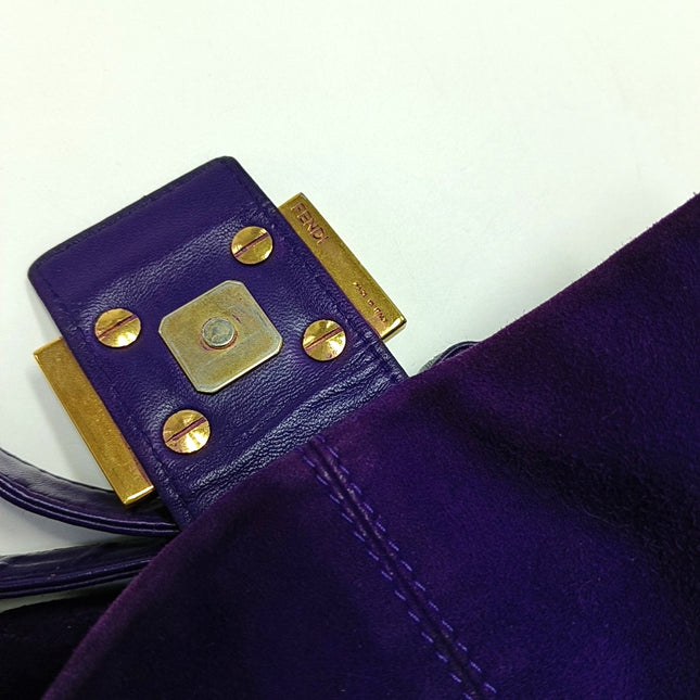 Fendi Mamma Baguette Purple Suede Leather