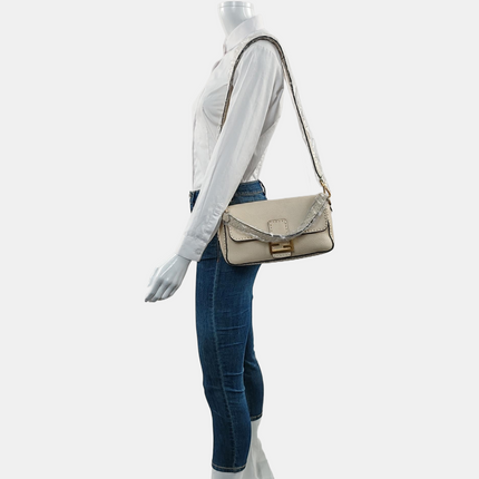 Fendi Baguette Selleria Medium Off White Cream Calfskin Leather Crossbody Bag Medium