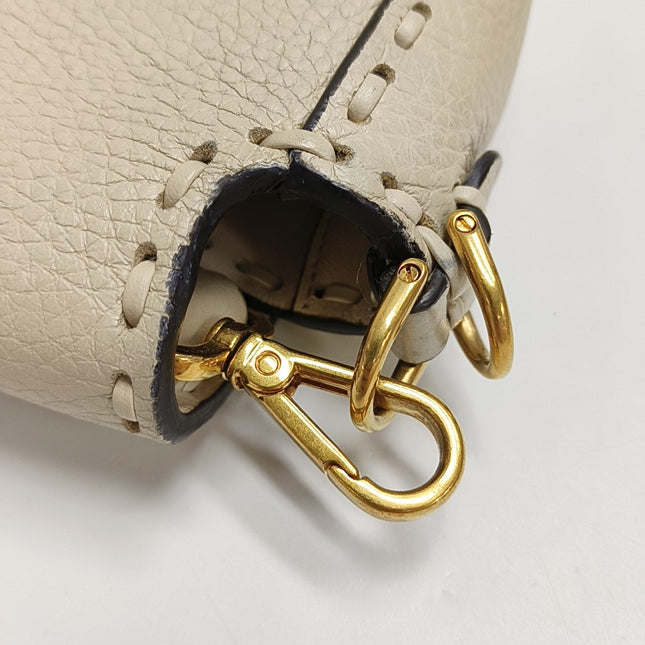 Fendi Baguette Selleria Medium Off White Cream Calfskin Leather Crossbody Bag Medium