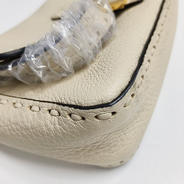 Fendi Baguette Selleria Medium Off White Cream Calfskin Leather Crossbody Bag Medium