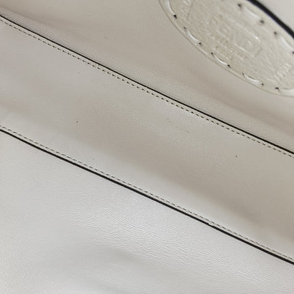 Fendi Baguette Selleria Medium Off White Cream Calfskin Leather Crossbody Bag Medium