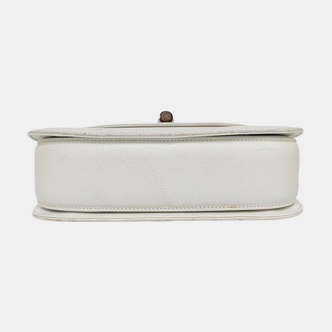 Gucci Bamboo 1947 Top Handle Bag White Grained Leather Medium