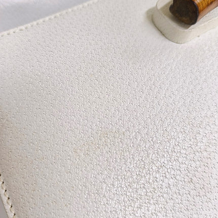 Gucci Bamboo 1947 Top Handle Bag White Grained Leather Medium