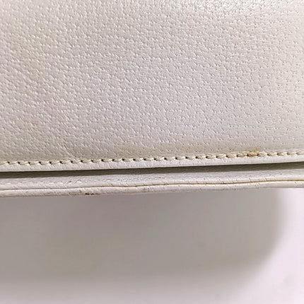 Gucci Bamboo 1947 Top Handle Bag White Grained Leather Medium