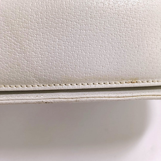Gucci Bamboo 1947 Top Handle Bag White Grained Leather Medium