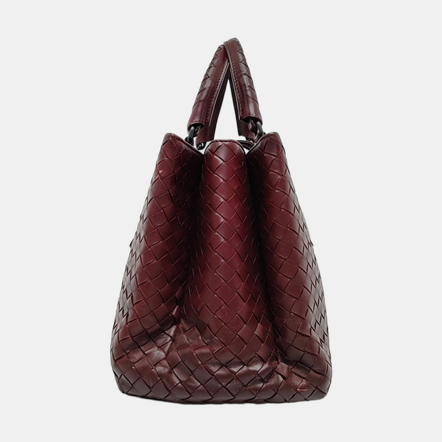 Bottega Veneta Roma Handbag Bag Intrecciato Nappa Leather Burgundy Medium 30cm