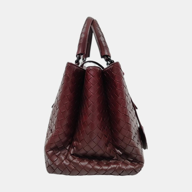 Bottega Veneta Roma Handbag Bag Intrecciato Nappa Leather Burgundy Medium 30cm