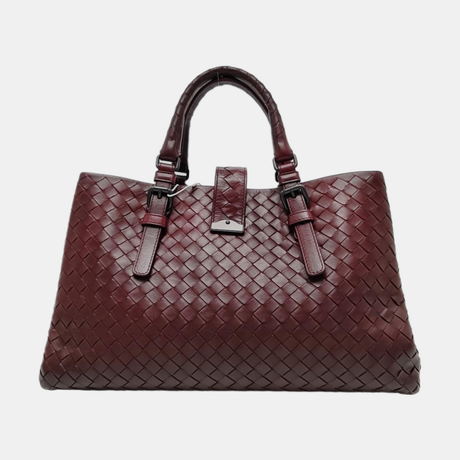 Bottega Veneta Roma Handbag Bag Intrecciato Nappa Leather Burgundy Medium 30cm