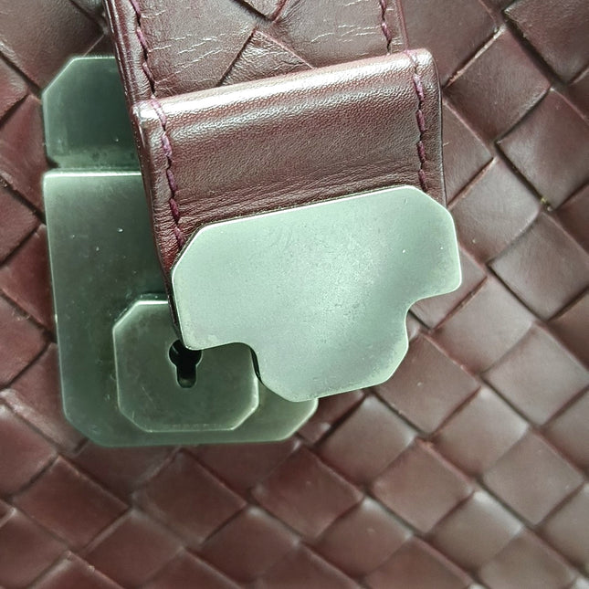 Bottega Veneta Roma Handbag Bag Intrecciato Nappa Leather Burgundy Medium 30cm