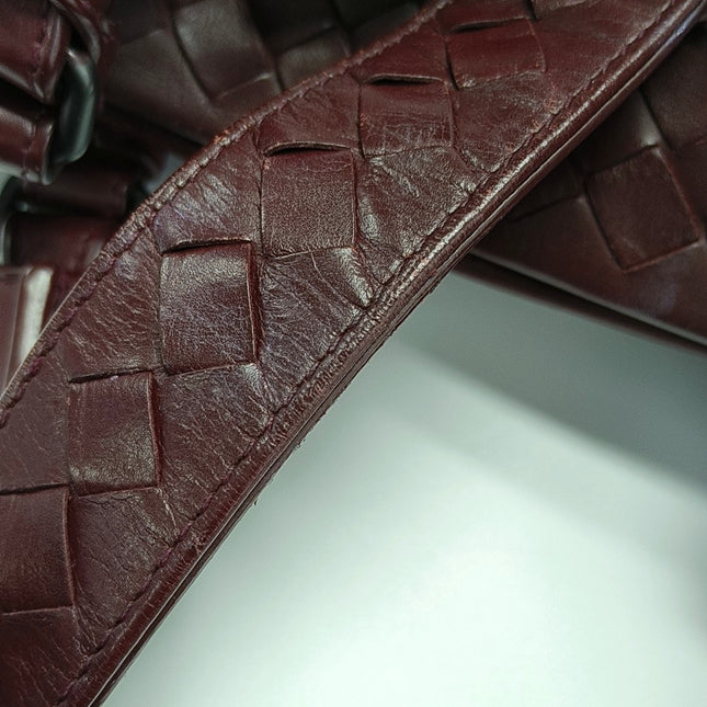 Bottega Veneta Roma Handbag Bag Intrecciato Nappa Leather Burgundy Medium 30cm