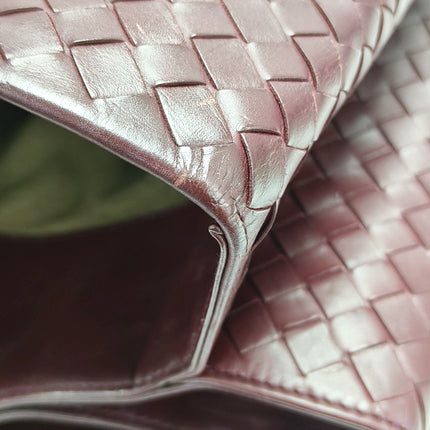 Bottega Veneta Roma Handbag Bag Intrecciato Nappa Leather Burgundy Medium 30cm