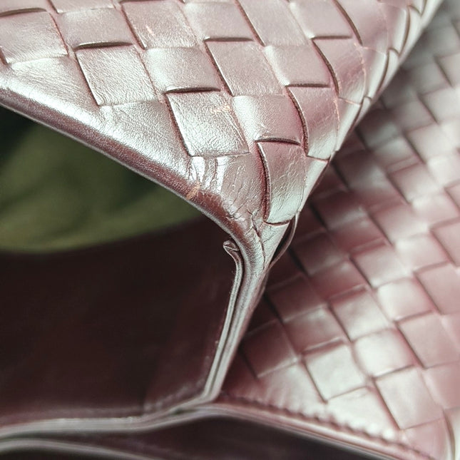 Bottega Veneta Roma Handbag Bag Intrecciato Nappa Leather Burgundy Medium 30cm
