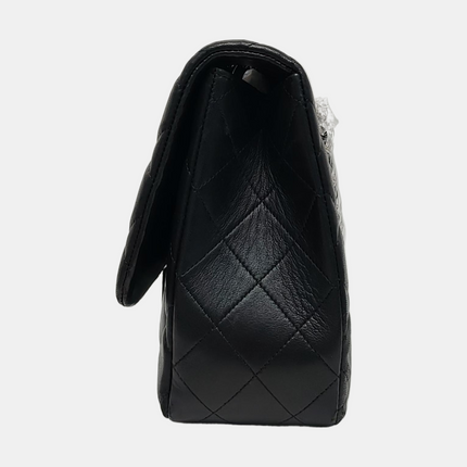 Chanel Classic Flap Jumbo Black Lambskin Leather Single Flap with Silver Hardware