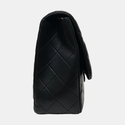 Chanel Classic Flap Jumbo Black Lambskin Leather Single Flap with Silver Hardware