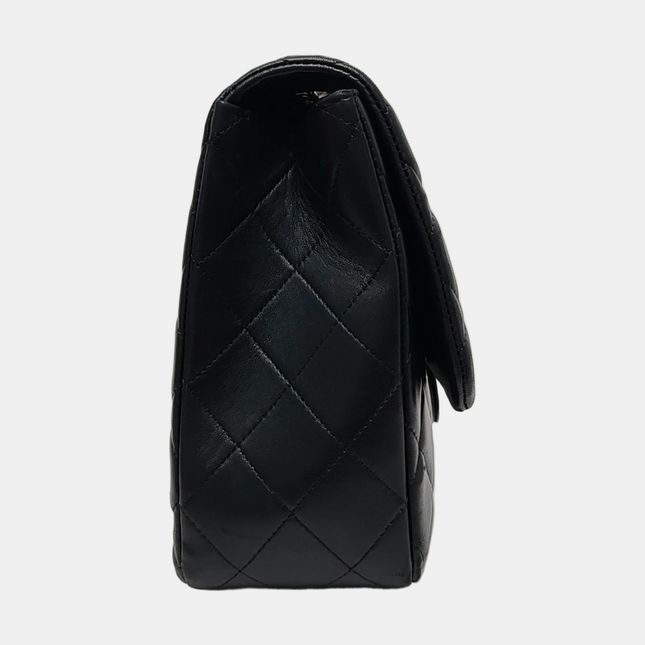 Chanel Classic Flap Jumbo Black Lambskin Leather Single Flap with Silver Hardware