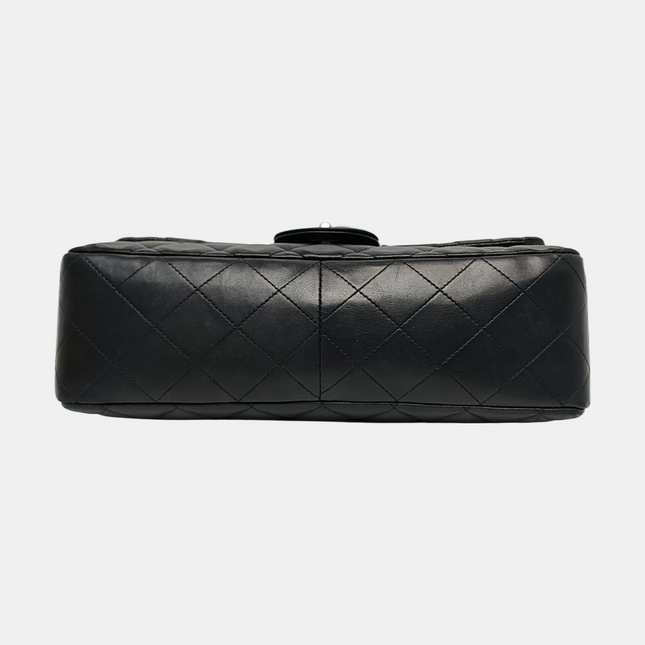 Chanel Classic Flap Jumbo Black Lambskin Leather Single Flap with Silver Hardware