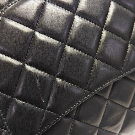 Chanel Classic Flap Jumbo Black Lambskin Leather Single Flap with Silver Hardware