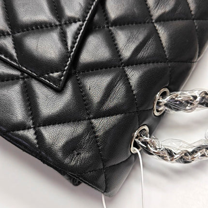 Chanel Classic Flap Jumbo Black Lambskin Leather Single Flap with Silver Hardware