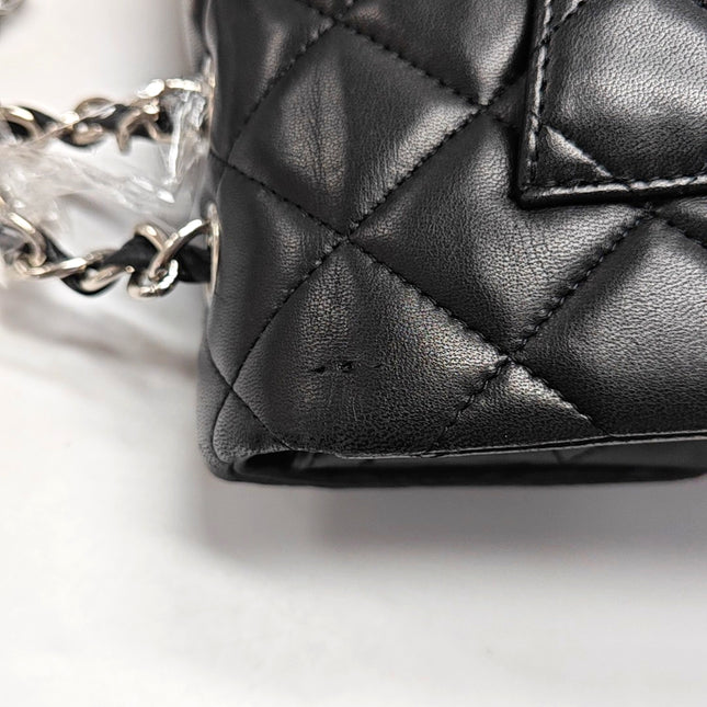 Chanel Classic Flap Jumbo Black Lambskin Leather Single Flap with Silver Hardware