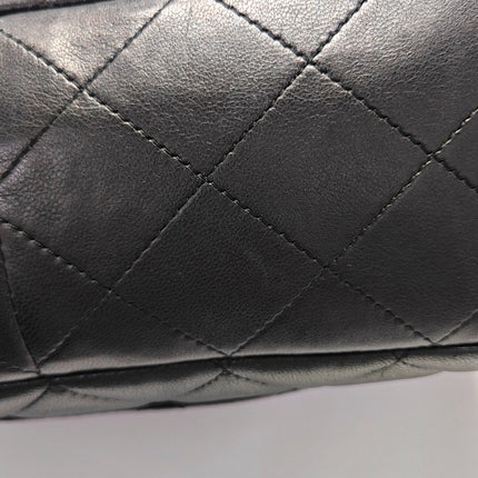 Chanel Classic Flap Jumbo Black Lambskin Leather Single Flap with Silver Hardware