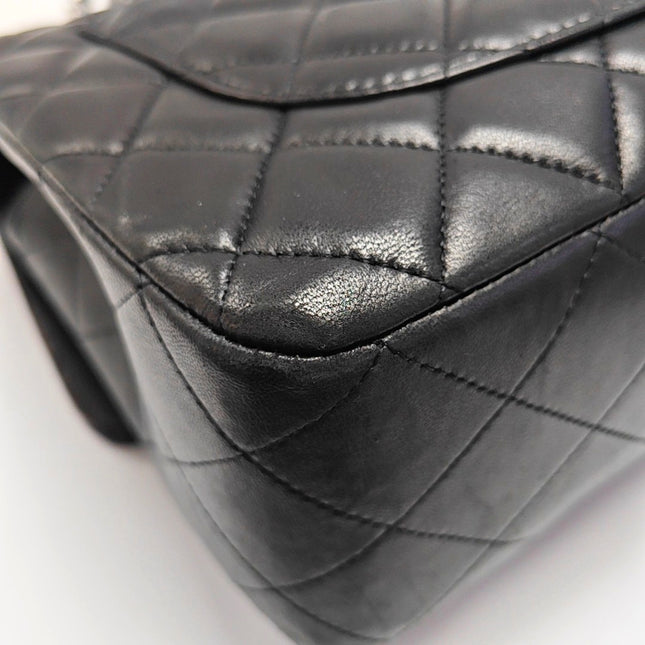 Chanel Classic Flap Jumbo Black Lambskin Leather Single Flap with Silver Hardware