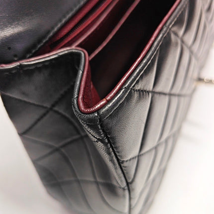 Chanel Classic Flap Jumbo Black Lambskin Leather Single Flap with Silver Hardware