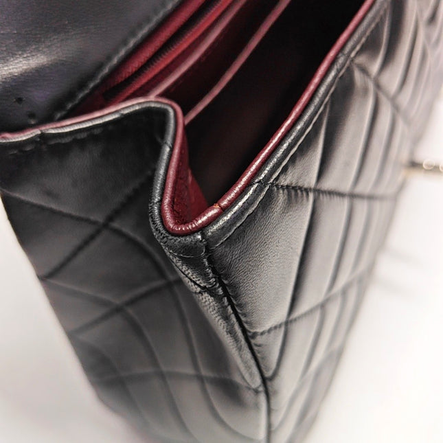 Chanel Classic Flap Jumbo Black Lambskin Leather Single Flap with Silver Hardware