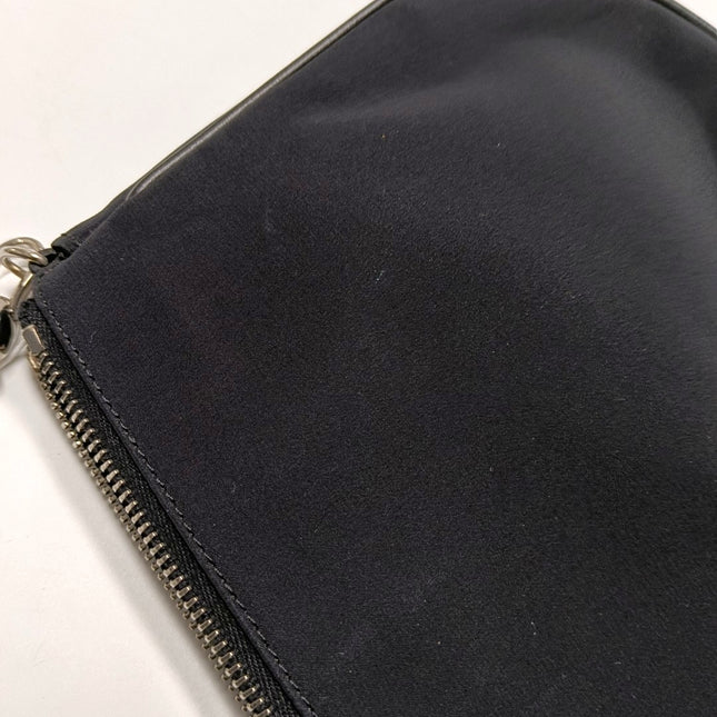 Dior Saddle Mini Classic Black Nylon Red Flower Embroidery Clutch Bag